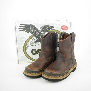 GEORGIA BOOT Boys 1 - Brown Leather Cowboy Western Boots Mid Calf Pull On Shoes